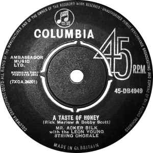 【中古】英7” Acker Bilk, The Leon Young Str A Taste Of Honey 45DB4949 Columbia /00080