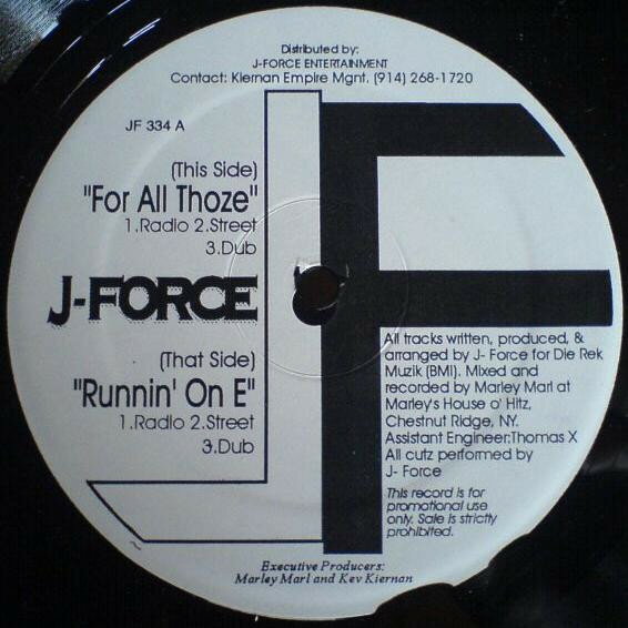 Artist Name: N - 【中古】12” J-Force For All Thoze / Runnin On E JF334 J-Force Entertainmen /00250