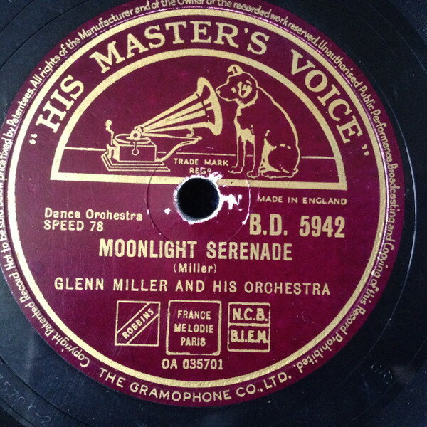 Artist Name: J - 【中古】78RPM/SP Glenn Miller & His Orchestra Moonlight Serenade / American Patrol BD5942 HIS MASTERS VOICE /00500