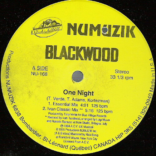 12” Blackwood One Night NU168 Numuzik /00250