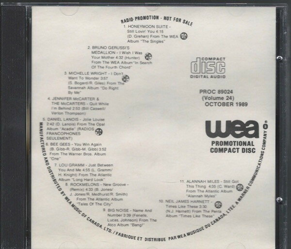 CD Various Wea Promotional Compact Disc October 1989 - Volume PROC89024 WEA プロモ /00110