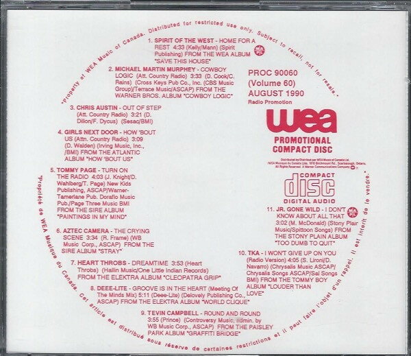 CD Various Wea Promotional Compact Disc - Volume 60 - August 1 PROC90060 WEA プロモ /00110