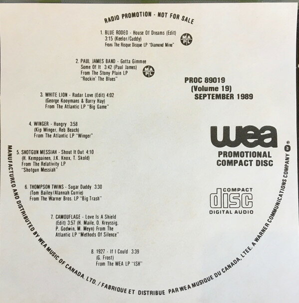 CD Various Wea Promotional Compact Disc (September 1989) PROC89019 WEA プロモ /00110