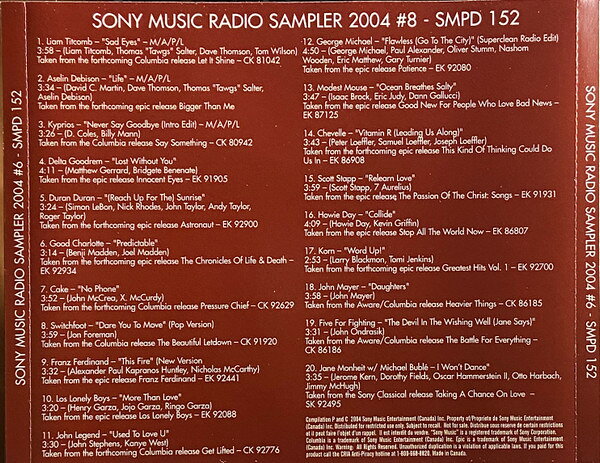 【中古】CD Various Sony Music Radio Sampler 2004 #8 SMPD152 Sony Music Entert...