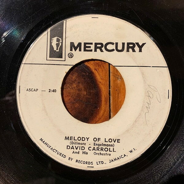 7” David Carroll &amp; His Orchestra Melody Of Love / La Golondrina NONE Mercury /00080