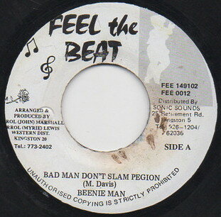 7” Beenie Man Bad Man Dont Slam Pegion FEE0012 Feel The Beat /00080
