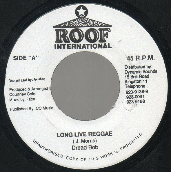 7” Dread Bob Long Live Reggae NONE Roof International /00080