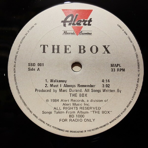 12” Box Songs Taken From Album ”The Box” SBD001 Alert Records プロモ /00250