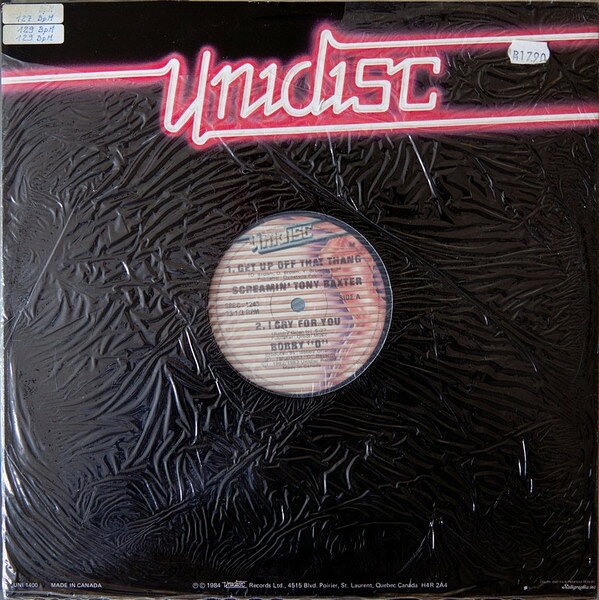 12” Tony Baxter / Bobby Orlando / Get Up Off That Thang / I Cry For You / My Girl / G SPEC1243 Unidisc /00250