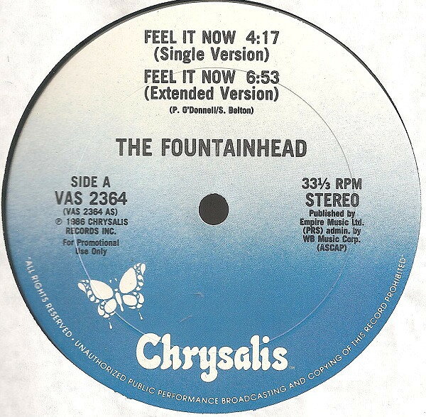 Artist Name: K - 【中古】12” Fountainhead Feel It Now / Rhythm Method VAS2364 Chrysalis /00250