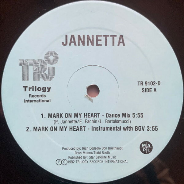 12” Jannetta Mark On My Heart TR9102D Trilogy Records Inte 未開封 /00250