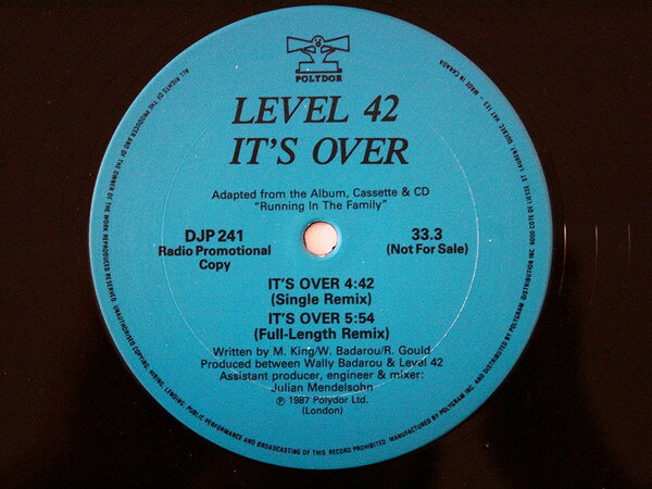 LP Level 42 Its Over DJP241PROMO Polydor /00250
