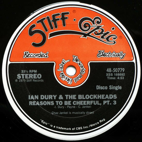 12” Ian Dury &amp; The Blockheads Reasons To Be Cheerful, Pt. 3 4850779 Stiff-Epic /00250