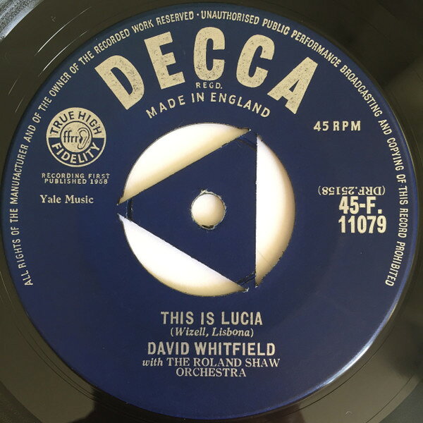 【中古】7” David Whitfield, The Roland Sh This Is Lucia 45F11079 Decca /00080