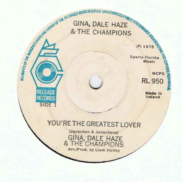 【中古】7” Gina, Dale Haze &amp; The Champion Youre The Greatest Lover RL950 Release Records /00080