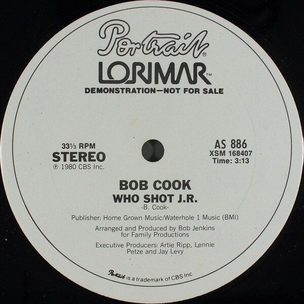 【中古】12” Bob Cook / Larry Hagman Who Shot J.R. / Ballad Of The Good Luck Charm AS886 Portrait プロモ /00250