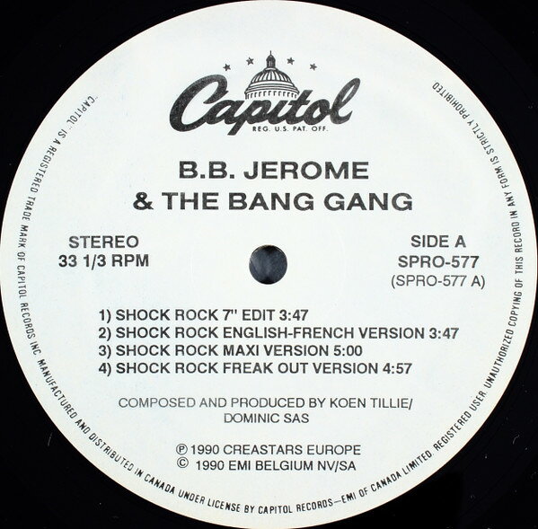 12” B.B. Jerome &amp; The Bang Gang / Shock Rock / Gonna Catch You SPRO577 Capitol Records プロモ /00250