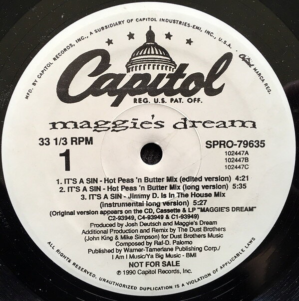 LP Maggies Dream Its A Sin SPRO79635PROMO Capitol Records /00260