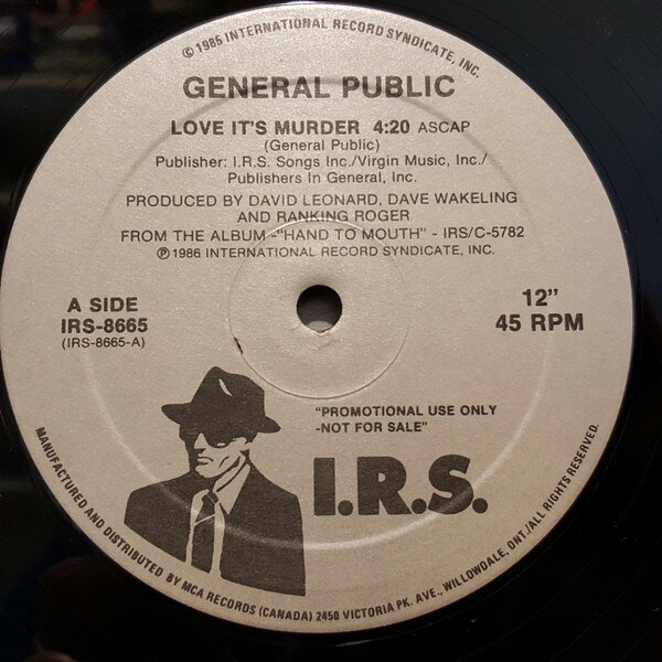 12” General Public Love Its Murder IRS8665 I.R.S. Records /00250