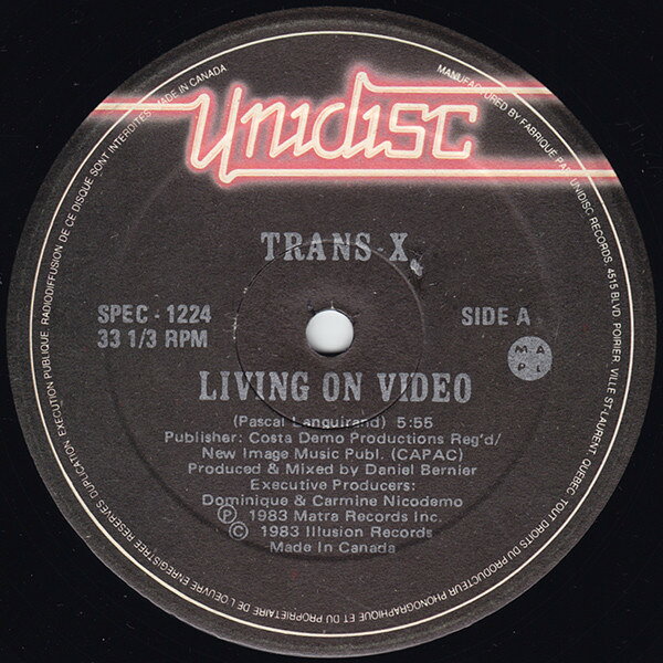 12” Trans-x Living On Video SPEC1224 UNIDISC /00250
