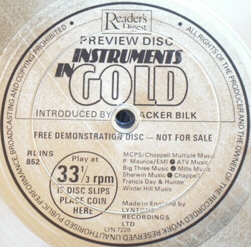7” Acker Bilk Instruments In Gold - Introduced By Acker Bilk RDINS852 Readers Digest /00080