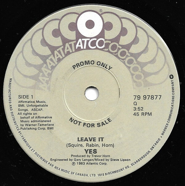 【中古】7” Yes Leave It 7997877PROMO ATCO RECORDS プロモ /00080