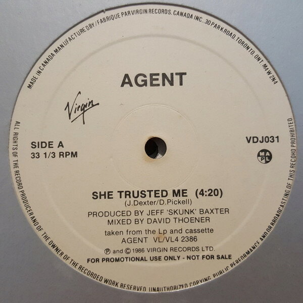 【中古】12” Agent She Trusted Me / This Could Be The Night / Surrende VDJ031 Virgin /00250