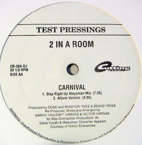 LP 2 In A Room Carnival CR364DJPROMO Cutting Records /00260