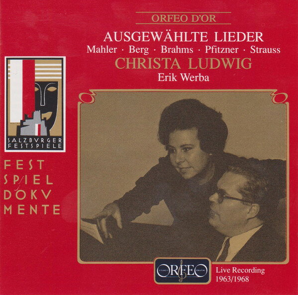 CD Mahler, Berg, Brahms, Pfitzner Ausgewahlte Lieder (Live Recording 1963/1968) C331931B Orfeo /00110