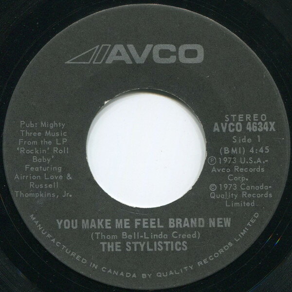 7” Stylistics You Make Me Feel Brand New AVCO4634X Avco /00080