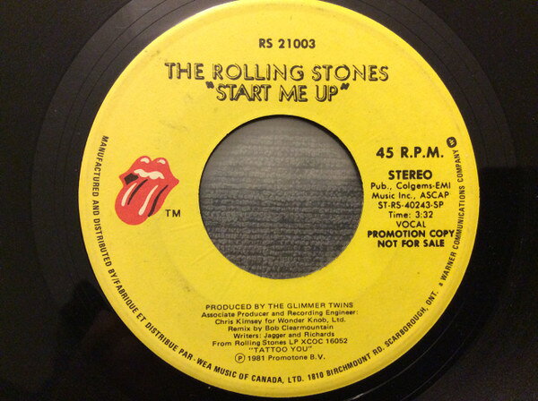 【中古】7” Rolling Stones Start Me Up RS21003PROMO Rolling Stones Recor プロモ /00080
