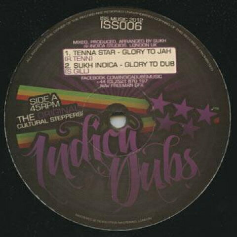 12” Tenna Stelin Sukh Indica / Re Glory To Jah Glory To Dub / Jah Bless Me Dub Bles ISS006 Indicadubs /00230