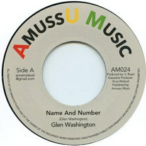 7” Glen Washington Name And Number AM024 Amussu Music /00080
