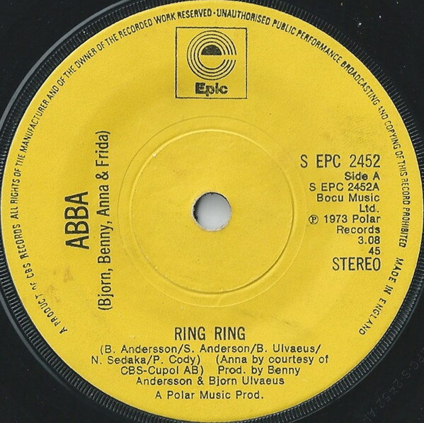 Artist Name: Z - 【中古】7” ABBA, Bjorn & Benny, Agnetha & Ring Ring SEPC2452 Epic /00080