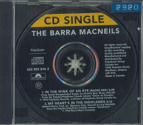 CD Barra Macneils Barra Macneils 4228559362 POLYDOR プロモ /00110