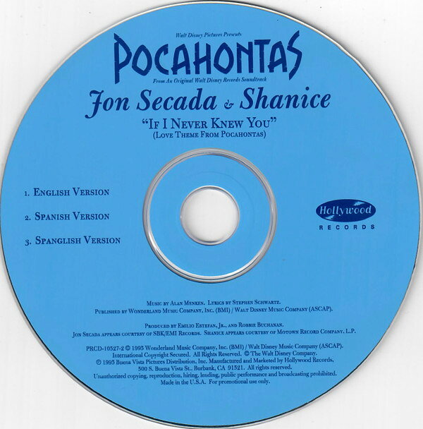 CD Jon Secada &amp; Shanice If I Never Knew You (Love Theme From Pocahontas) PRCD105272 Hollywood プロモ /00110