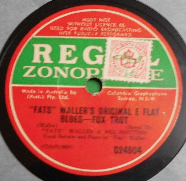 78RPM/SP Fats Waller &amp; His Rhythm Fats Wallers Original E Flat Blues / Swinga-dilla S G24504 REGAL ZONOPHONE /00500
