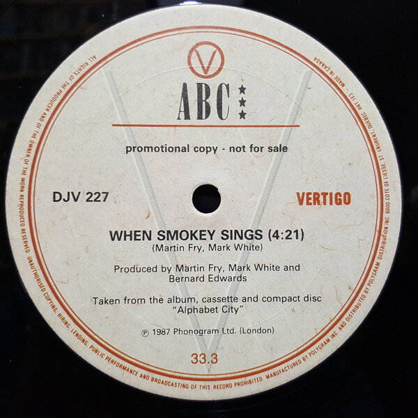 【中古】12” ABC When Smokey Sings DJV227 Vertigo /00250