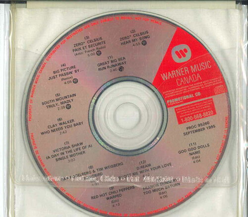 CD Various Warner Music Canada September 1995 - Vol. 260 PROC95260 WARNER MUSIC CANADA プロモ /00110