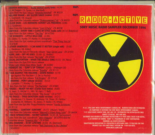 CD Various Radio Active Sony Music Sampler December1996 SMPD057 SONY MUSIC プロモ /00110