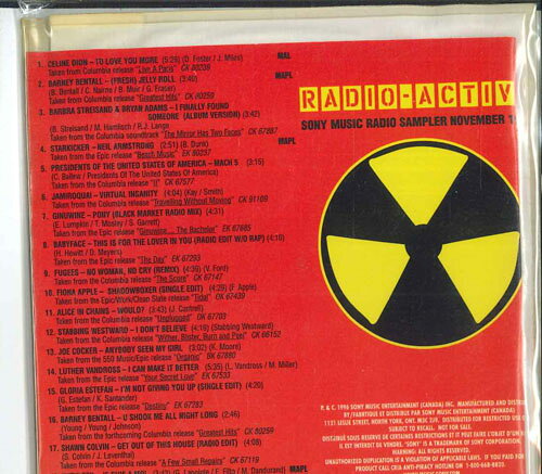 CD Various Radio Active Sony Music Radio Sampler November 1996 SMPD056 SONY MUSIC プロモ /00110