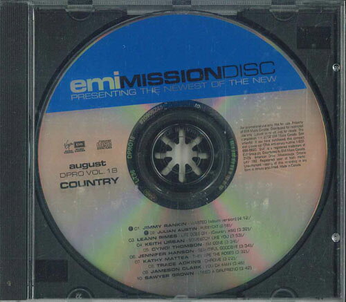 CD Various Emi Mission Disc August Dpro Vol. 18 Country DPROVOL16 EMI MUSIC CANADA プロモ /00110
