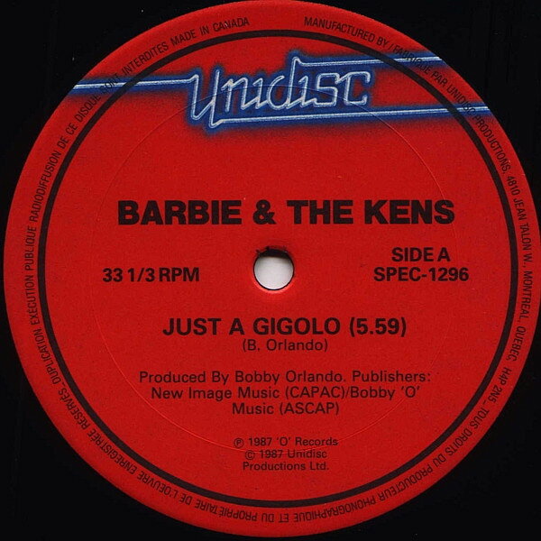 LP Barbie &amp; The Kens / The Flirts Just A Gigolo / Jukebox (Dont Put Another Dime) (Re SPEC1296 Unidisc /00260