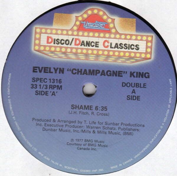 LP Evelyn King / Nancy Martinez Shame / Cant Believe (Remix) SPEC1316 Unidisc /00260