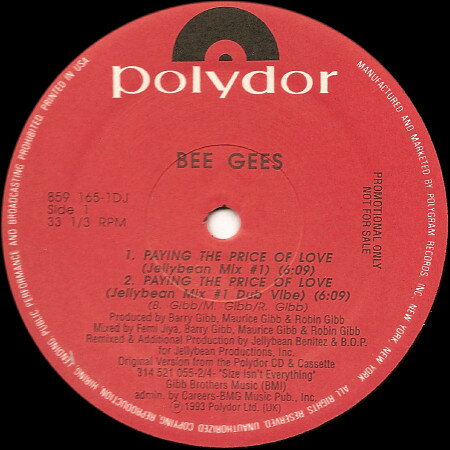 12” Bee Gees Paying The Price Of Love 8591651DJPROMO Polydor プロモ /00250