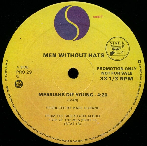 LP Men Without Hats Messiahs Die Young PRO29PROMO Sire プロモ /00260