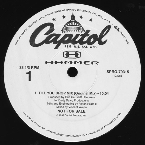 【中古】12” MC Hammer Till You Drop Mix SPRO79315 Capitol Records プロモ /00250