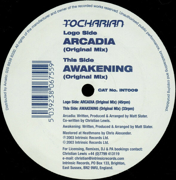12” Tocharian Arcadia / Awakening INT009 Intrinsic Records /00250