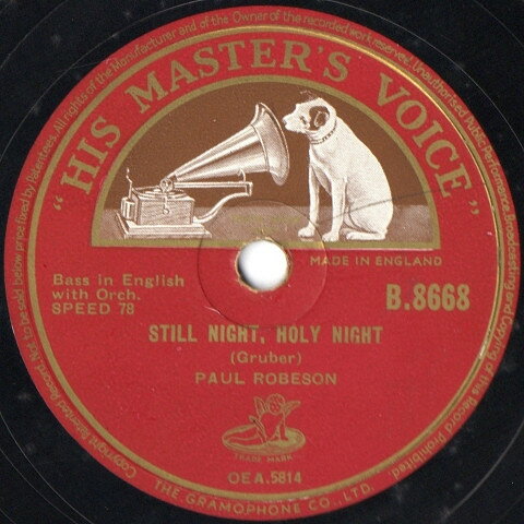 78RPM/SP Paul Robeson Still Night, Holy Night / All Through The Night B8668 HIS MASTERS VOICE /00500