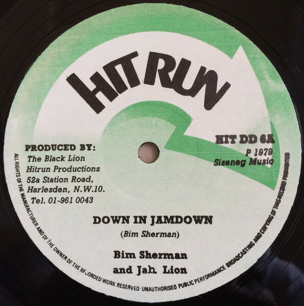 12” Bim Sherman &amp; Jah Lion / Teem Down In Jamdown / Version HITDD6A Hitrun /00250